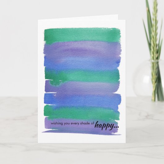 Groene+Blauwe Waterverf Gevouwen kaart (Voorkant)