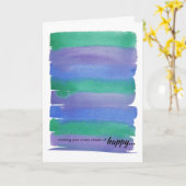 Groene+Blauwe Waterverf Gevouwen kaart (Gele Bloem)