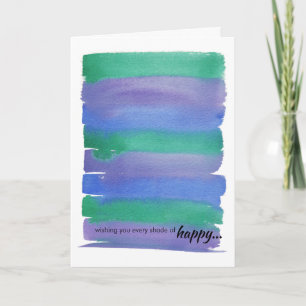 Groene+Blauwe Waterverf Gevouwen kaart