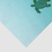 Groene blauwe Waterverf Ocean 2 Zee Turtles Tissuepapier (Detail)