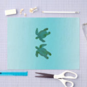 Groene blauwe Waterverf Ocean 2 Zee Turtles Tissuepapier (Craft)