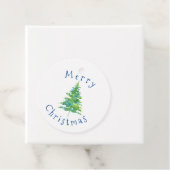 Groene blauwe Waterverf Pine Boom Bedankjes Labels (In situ)