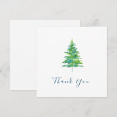 Groene blauwe Waterverf Pine Boom Bedankkaart (Voorkant / Achterkant)