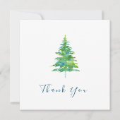Groene blauwe Waterverf Pine Boom Bedankkaart (Voorkant)