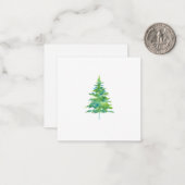 Groene blauwe Waterverf Pine Boom Notitiekaartje (Voorkant / Achterkant in situ)