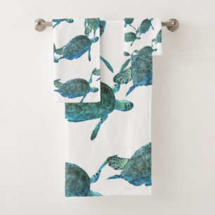 Groene Blauwe Zee Schildpadden Oceaan Elegant Stra Bad Handdoek