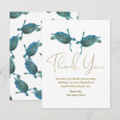 Groene Blauwe Zeeschildpadden Gouden Bruiloft Dank Kaart (Voorkant / Achterkant)