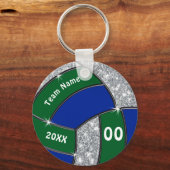 Groene, Blauwe, Zilver Volleyball Key Rings Jouw t Sleutelhanger (Voorkant)