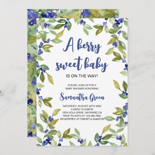 Groene Blauwebes Babyshower Kaart (Voorkant / Achterkant)