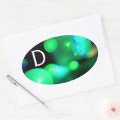 GROENE BLAUWGROEN BLAUW ZWARTE FRACTABUBBELMONOGRA OVALE STICKER (Envelop)
