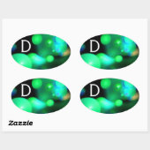 GROENE BLAUWGROEN BLAUW ZWARTE FRACTABUBBELMONOGRA OVALE STICKER (Vel)