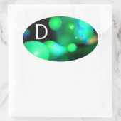 GROENE BLAUWGROEN BLAUW ZWARTE FRACTABUBBELMONOGRA OVALE STICKER (Tas)