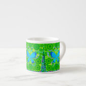Groene Blauwgroen Butterfly Concentric Circles Mos Espresso Kop (Voorkant rechts)