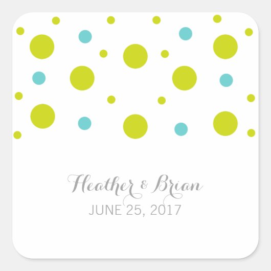 Groene Blauwgroen Confetti Wedding Stickers (Voorkant)