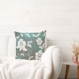  groene Blauwgroen Cream Flowers Kussen