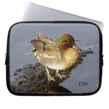 Groene Blauwgroen Duck-laptophoes met Initialen
