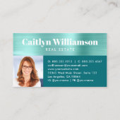 Groene Blauwgroen foto Makelaar Huis Visitekaartje (Achterkant)