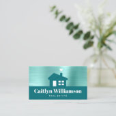 Groene Blauwgroen foto Makelaar Huis Visitekaartje (Staand voorkant)