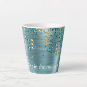Groene Blauwgroen Gouden Confetti Latte Mok (Voorkant)