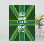 Groene Blauwgroen Keep Calm and Jouw tekst Union-a (Staand voorkant)