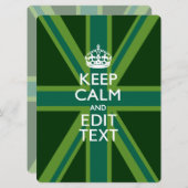 Groene Blauwgroen Keep Calm and Jouw tekst Union-a (Voorkant / Achterkant)