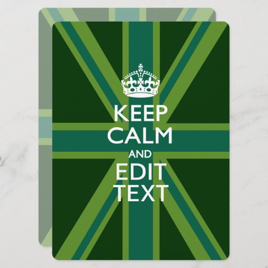 Groene Blauwgroen Keep Calm and Jouw tekst Union-a (Voorkant / Achterkant)