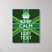 Groene Blauwgroen Keep Calm and Jouw tekst Union-a Canvas Afdruk (Voorkant)