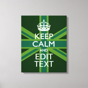 Groene Blauwgroen Keep Calm and Jouw tekst Union-a Canvas Afdruk