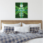 Groene Blauwgroen Keep Calm and Jouw tekst Union-a Canvas Afdruk (Insitu (Slaapkamer))