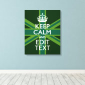 Groene Blauwgroen Keep Calm and Jouw tekst Union-a Canvas Afdruk (Insitu (Houten vloer))