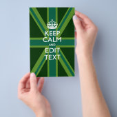 Groene Blauwgroen Keep Calm and Jouw tekst Union-a Flyer (Hand)