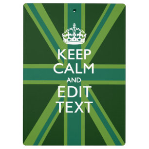 Groene Blauwgroen Keep Calm and Jouw tekst Union-a Klembord