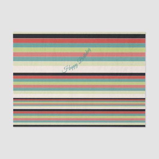 Groene Blauwgroen moderne streep Tissuepapier (Voorkant)