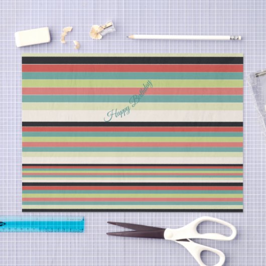 Groene Blauwgroen moderne streep Tissuepapier (Craft)