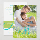 Groene Blauwgroen monogram Names Eenvoudige foto b Kaart (Voorkant / Achterkant)