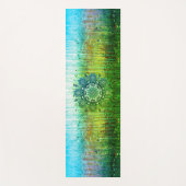 Groene Blauwgroen ombre Shiny mandala yogamat (Voorkant)