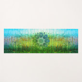 Groene Blauwgroen ombre Shiny mandala yogamat (Voorkant (horizontaal))