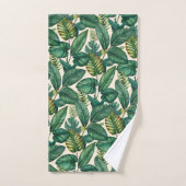 Groene & Blauwgroen Palm Monstera Tropische blader Bad Handdoek (Handdoek)
