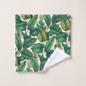 Groene & Blauwgroen Palm Monstera Tropische blader Bad Handdoek (Wasdoekje)