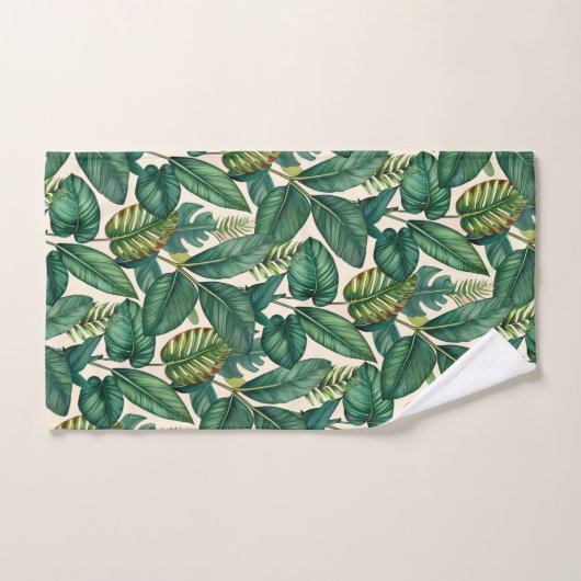 Groene & Blauwgroen Palm Monstera Tropische blader Bad Handdoek (Handdoek)