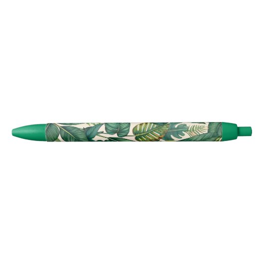 Groene & Blauwgroen Palm Monstera Tropische blader Blauwe Inkt Pen (Voorkant)