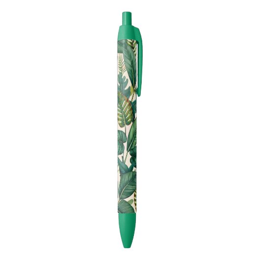 Groene & Blauwgroen Palm Monstera Tropische blader Blauwe Inkt Pen (Achterkant (Verticaal))