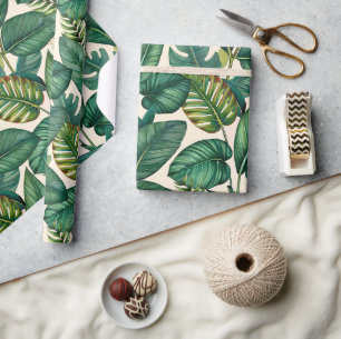 Groene & Blauwgroen Palm Monstera Tropische blader Cadeaupapier