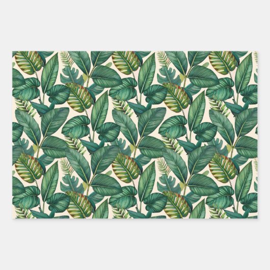 Groene & Blauwgroen Palm Monstera Tropische blader Inpakpapier Vel (Voorkant 2)