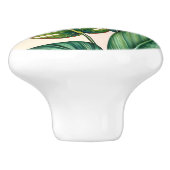 Groene & Blauwgroen Palm Monstera Tropische blader Keramische Knop (Zijkant)