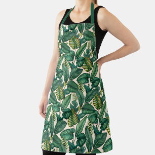 Groene & Blauwgroen Palm Monstera Tropische blader Schort