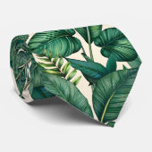 Groene & Blauwgroen Palm Monstera Tropische blader Stropdas (Opgerold)