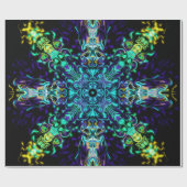 Groene Blauwgroen Psychedelic Bohemian Mandala Cadeaupapier (Vlak)