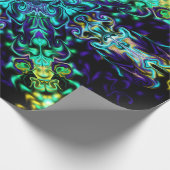 Groene Blauwgroen Psychedelic Bohemian Mandala Cadeaupapier (Hoek)