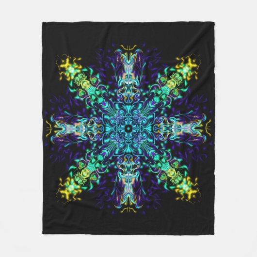 Groene Blauwgroen Psychedelic Bohemian Mandala Fleece Deken (Voorkant)